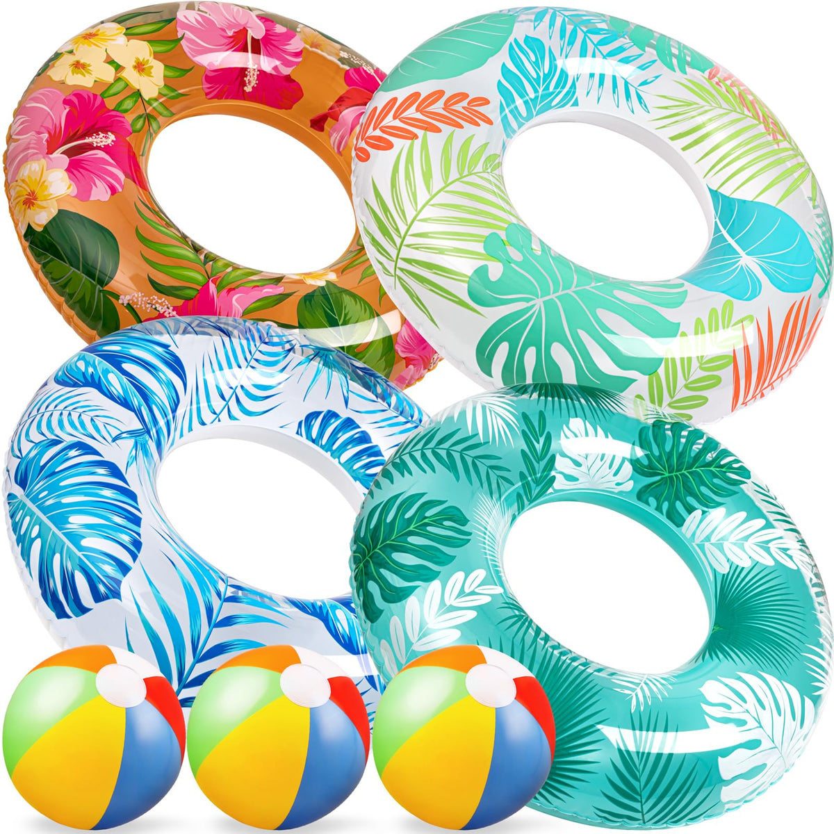 Luau pool floats 7-pack with inflatable rings