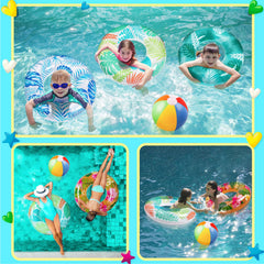 Luau themed inflatable rings and beach balls for kids and adults