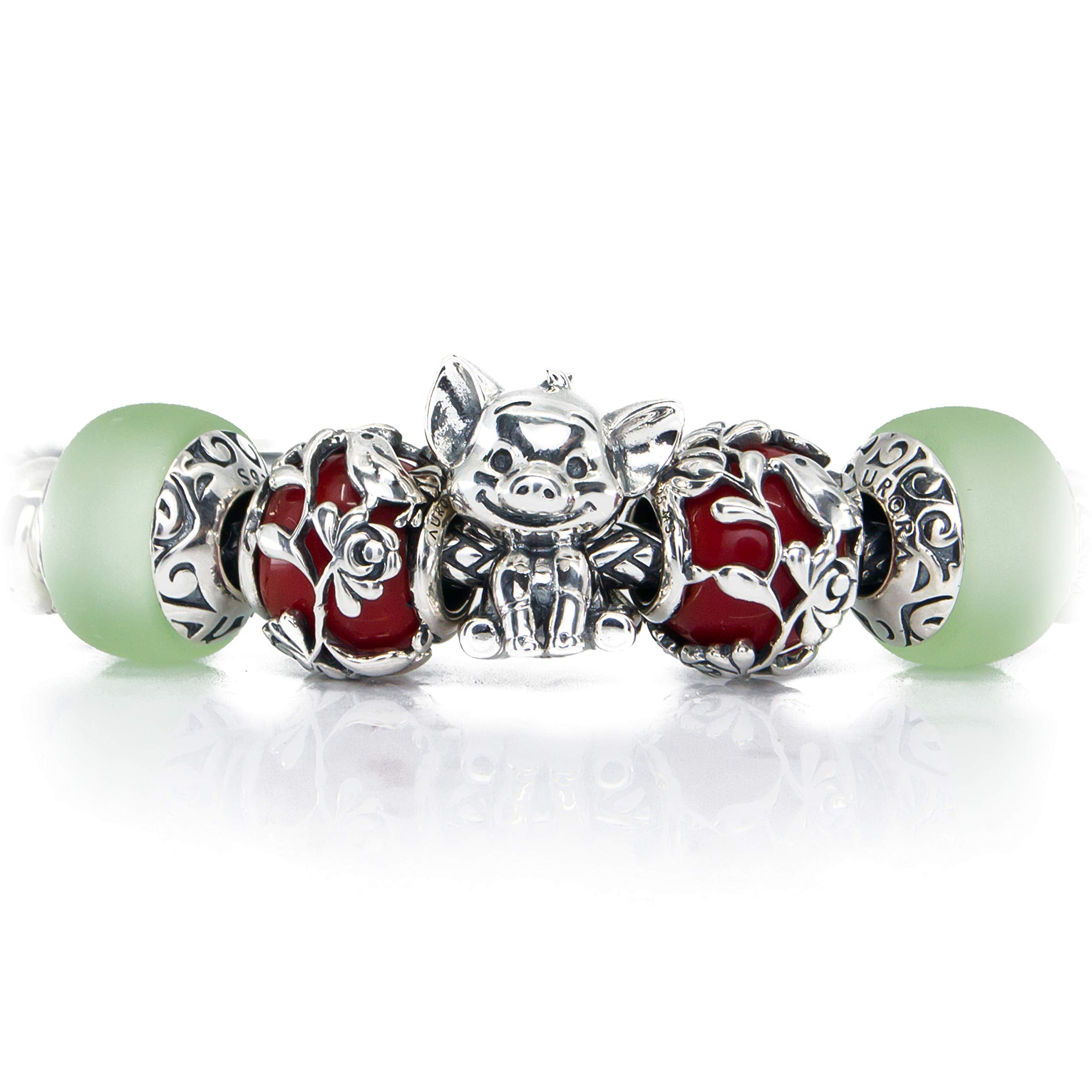 Piglet Lucky sterling silver charm bead accessory