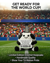 Handmade crochet soccer ball doll size three inches with soft yarn
