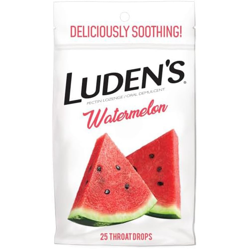 Ludens Throat Drops Watermelon 25 Count Pack of 1 packaging