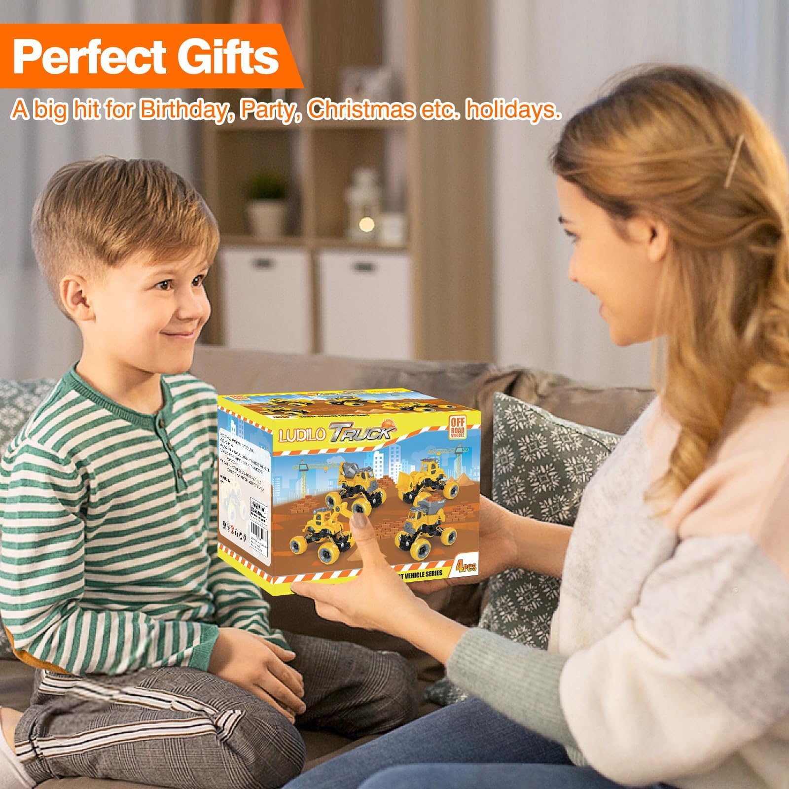 Gift idea for kids 3-6 who love construction trucks