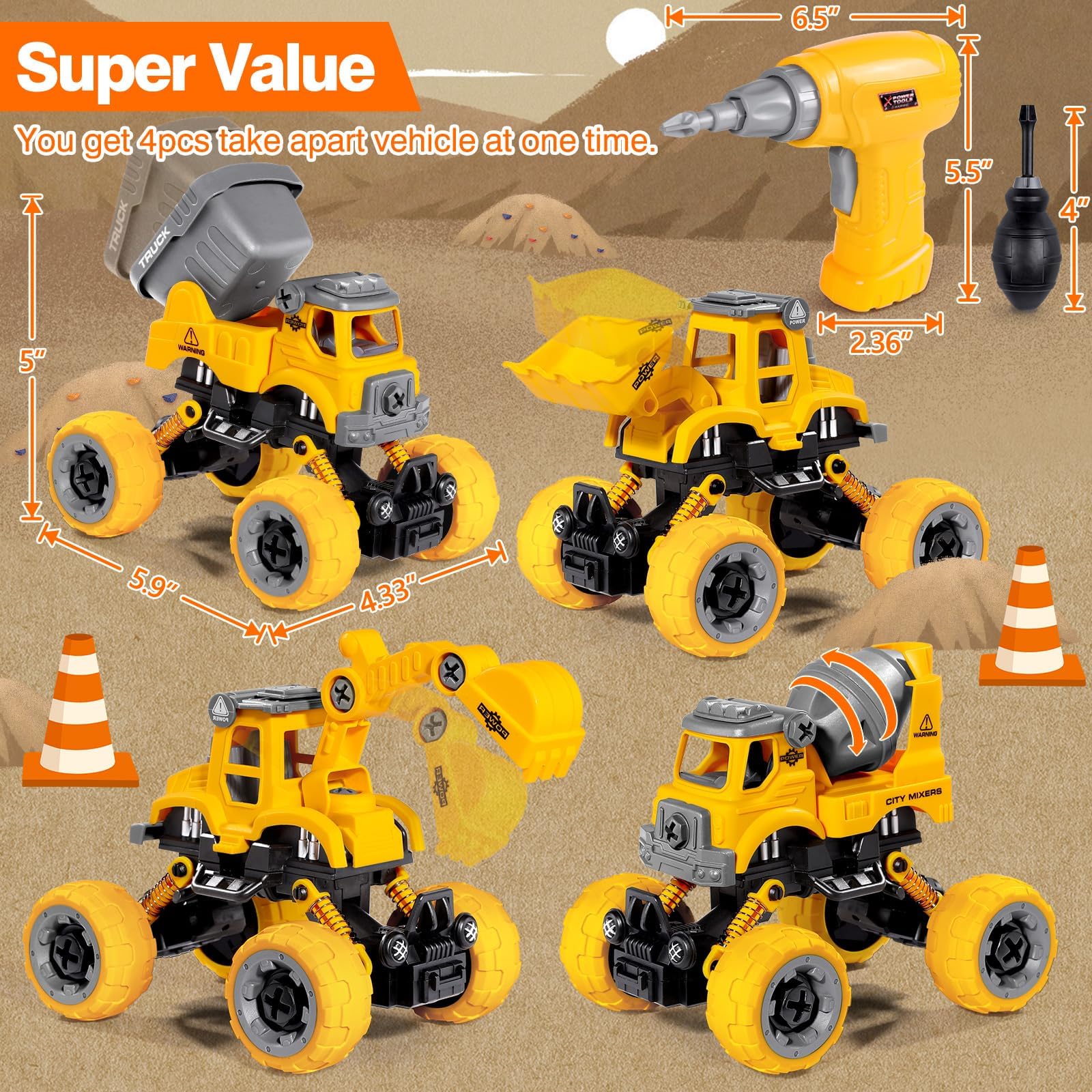 LUDILO Take Apart Construction Toys for boys and girls 4-6