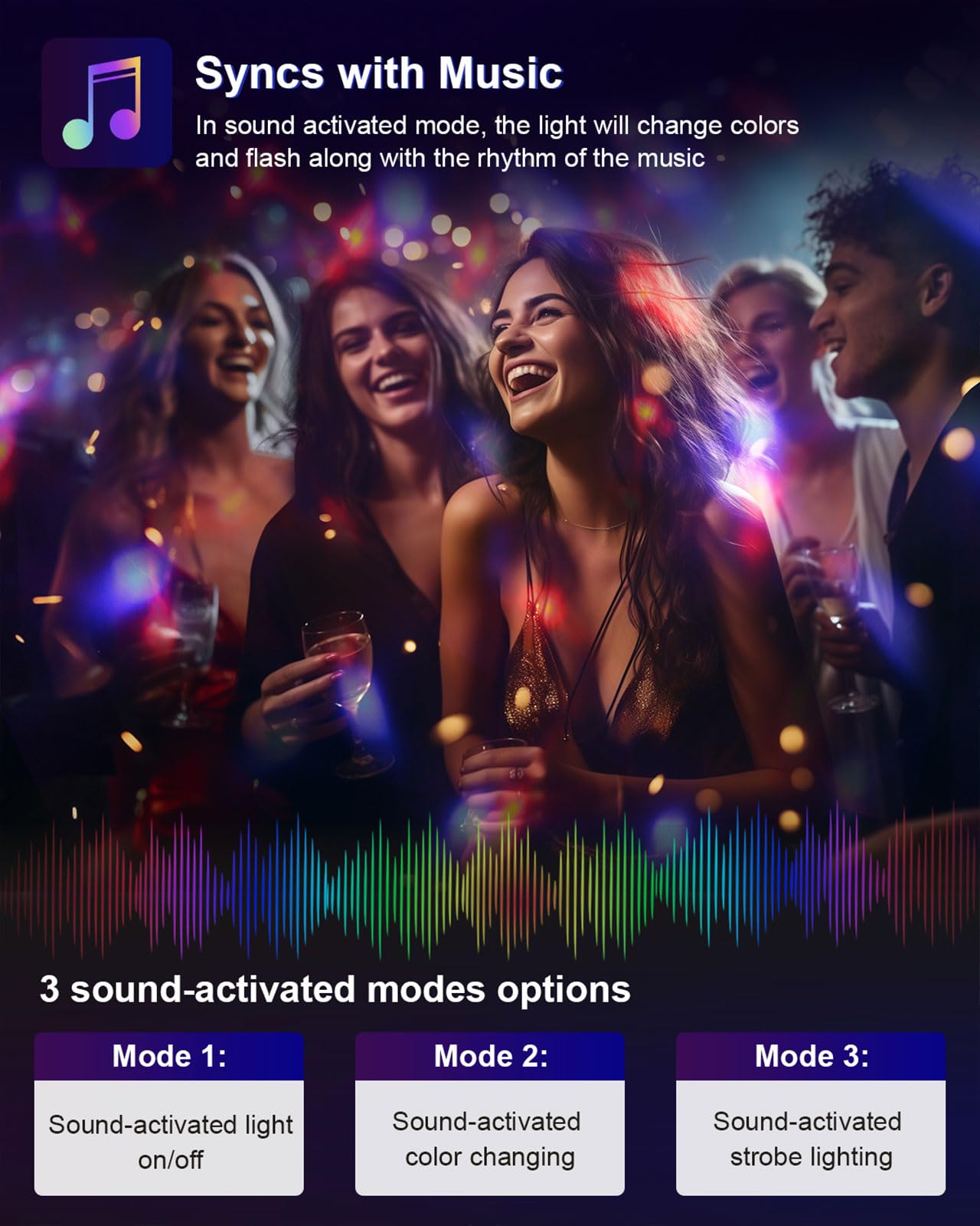 Birthday party lighting setup with color effects