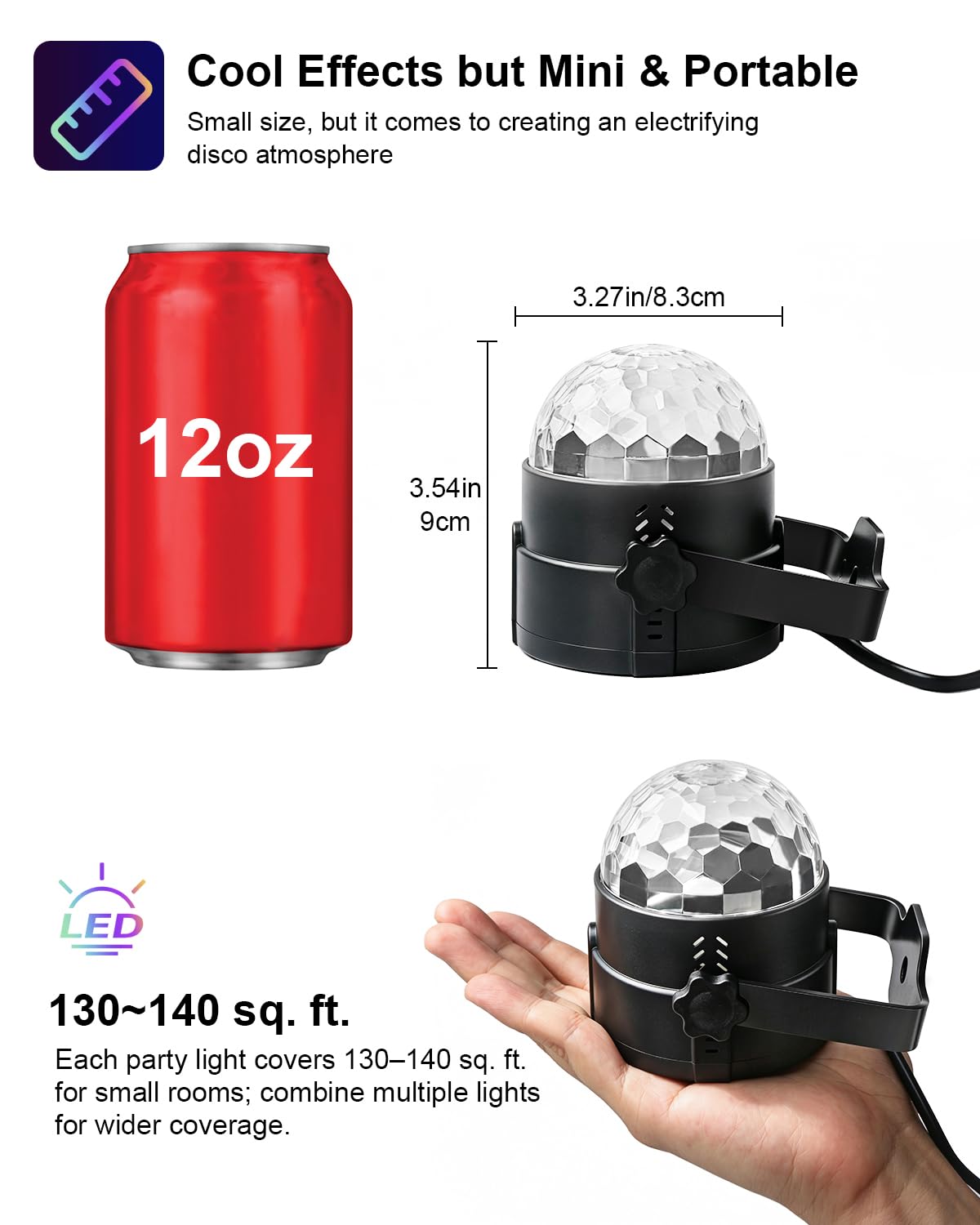 Disco ball light with remote control in use