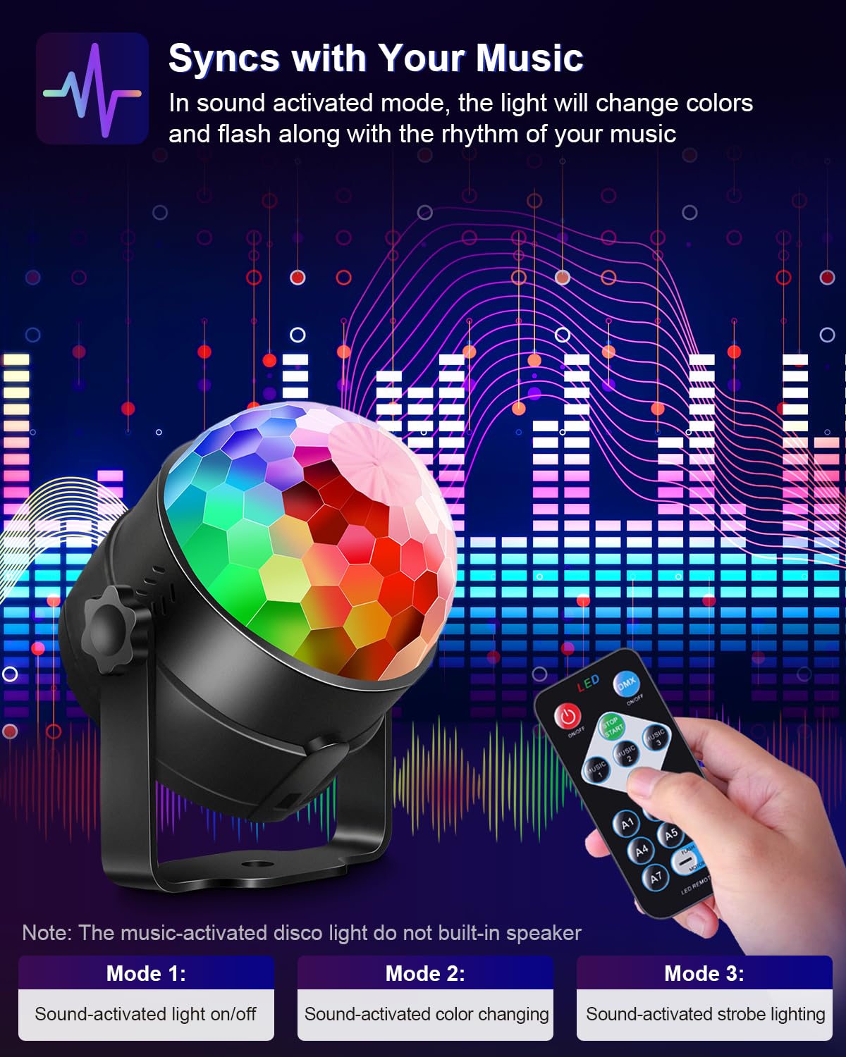 Two disco ball lights with remotes and user guide