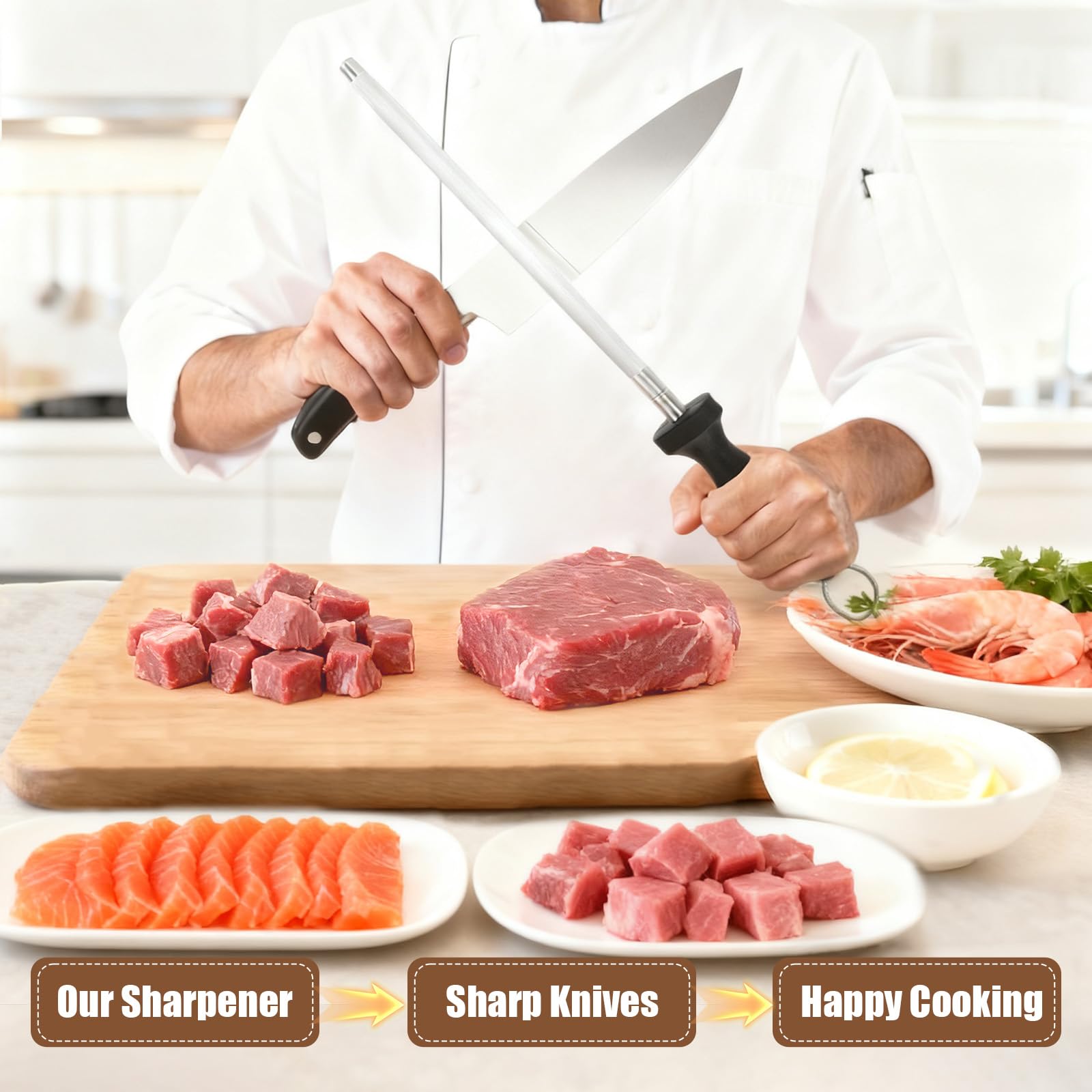 Luffexx sharpening rod anti-roll base for stability and rust resistance