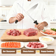 Luffexx sharpening rod anti-roll base for stability and rust resistance
