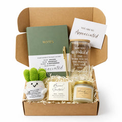 LUICONMO thank you gifts set with glass cup notebook and card