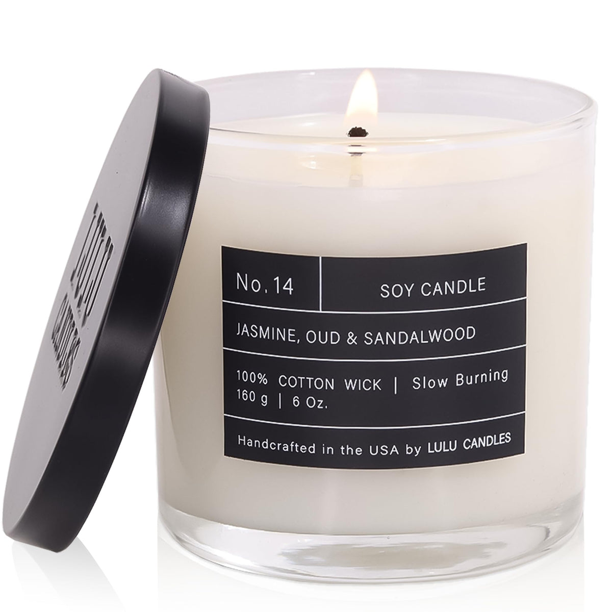 Lulu Candles Jasmine Oud Sandalwood 6oz jar candle image