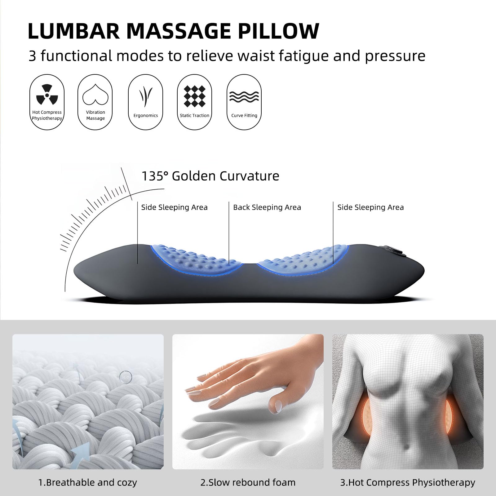 135-degree ergonomic curvature wraps around the waist