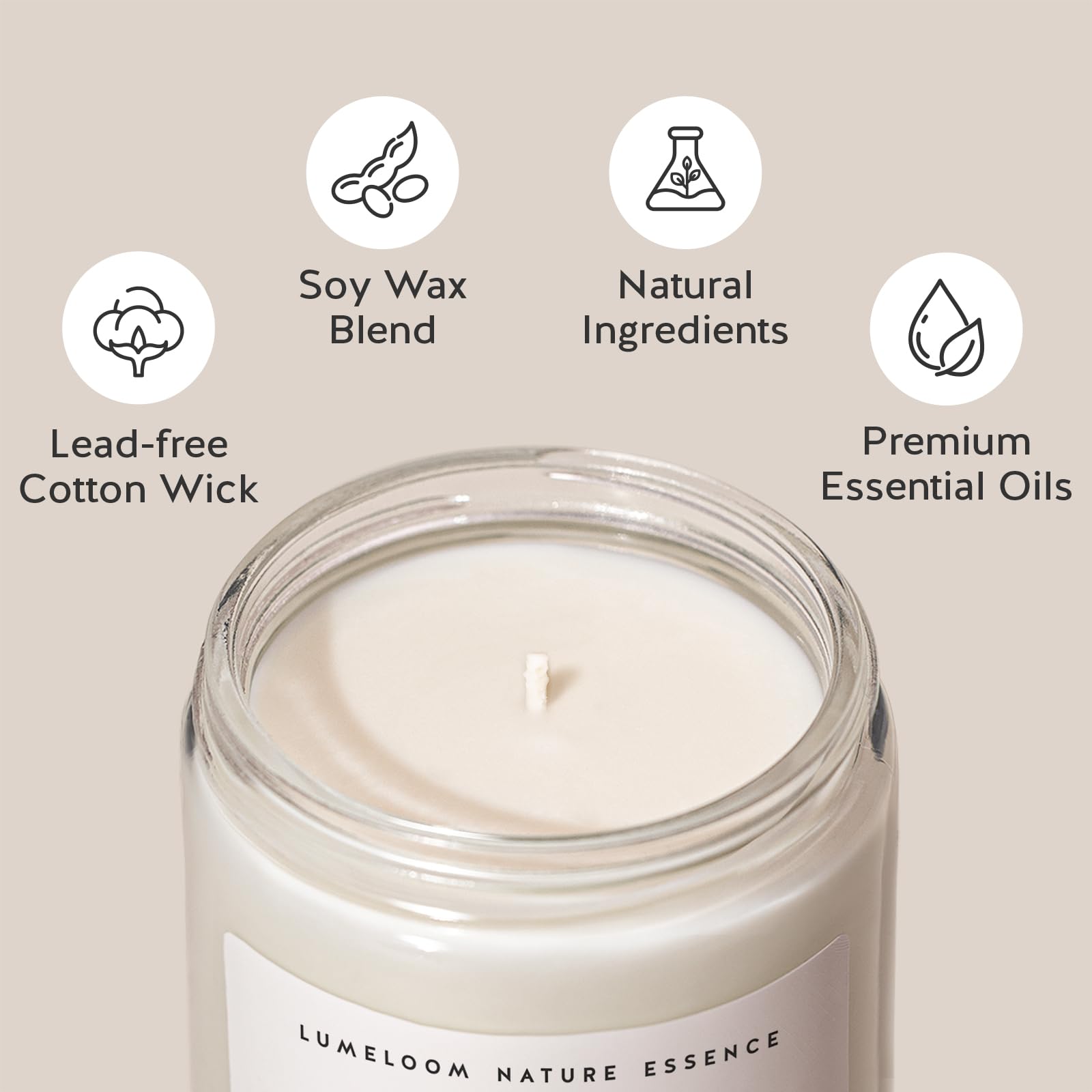 LUMELOOM lavender soy candle with cotton wick 9oz