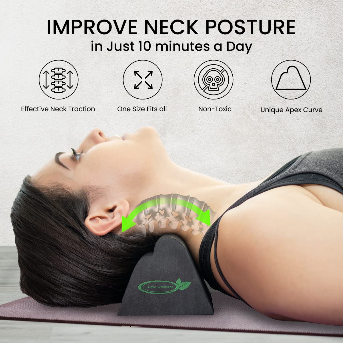 Firm cervical traction block in 3-height adjustable design