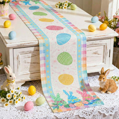 Lumina Garden Easter Table Runner linen 13x72 fits 4-6 seats