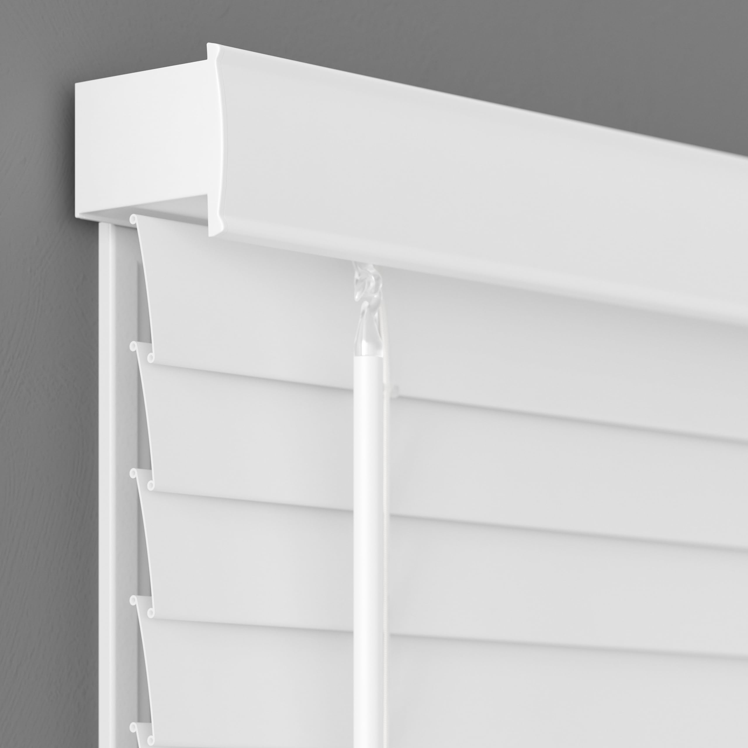 Lumino 2 inch flat slat faux wood blinds white 34x60 image 1