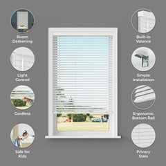 Lumino 2 inch flat slat faux wood blinds white 34x60 image 2