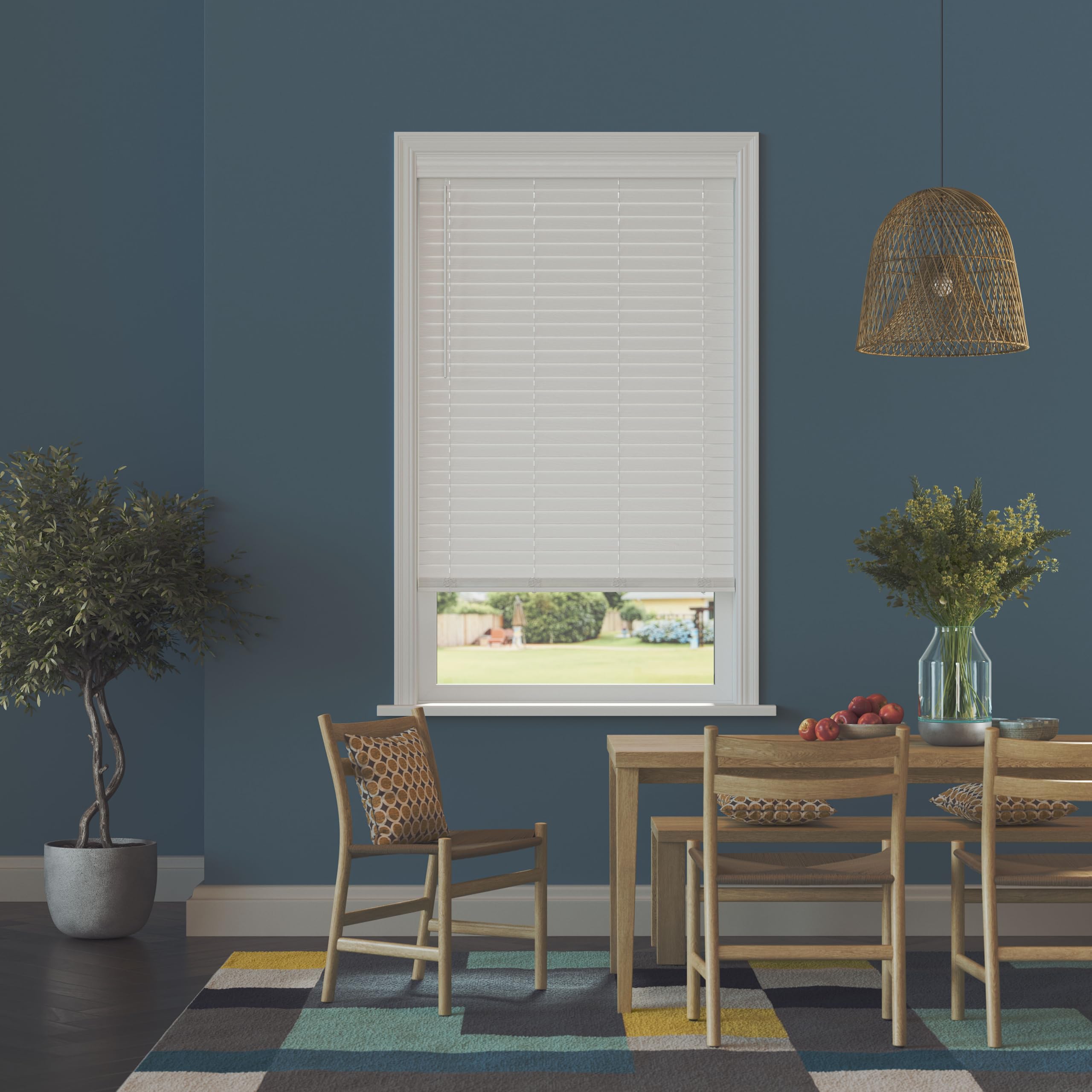 Lumino 2 cordless faux wood blinds valance with hardware