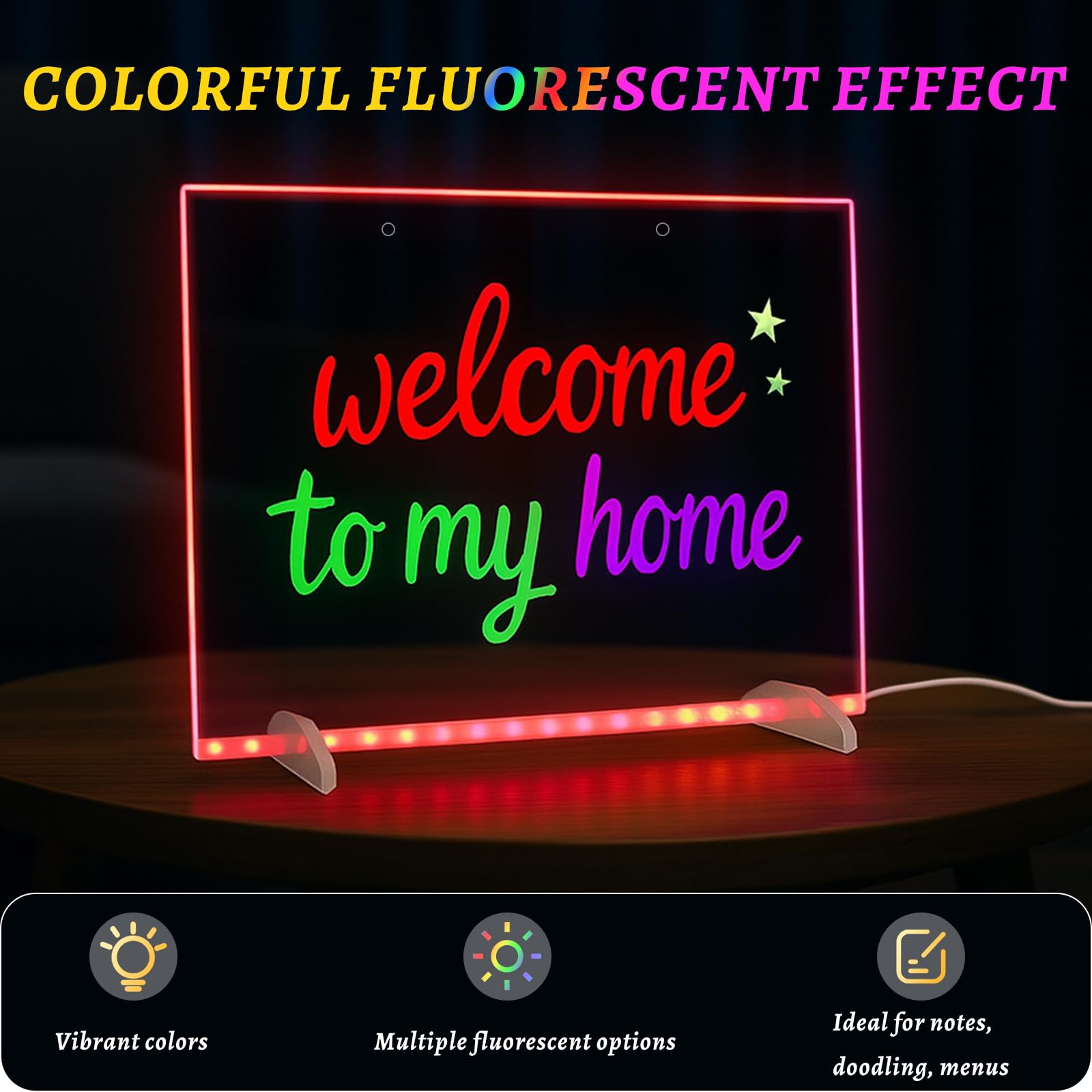 Color accents on LED Drawing Board with Colors