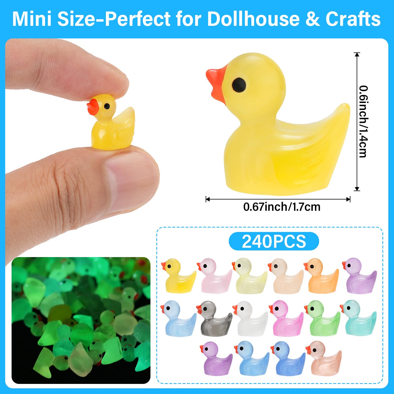 luminous mini resin ducks glow in the dark