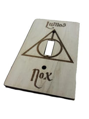 Lumos Nox Engraved Wood Light Switch Cover single maple ply