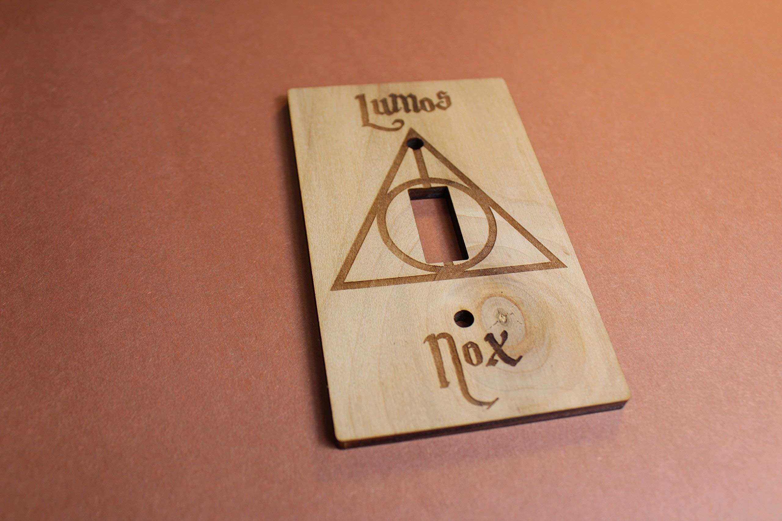Lumos Nox Engraved Wood Light Switch Cover single maple ply flat back