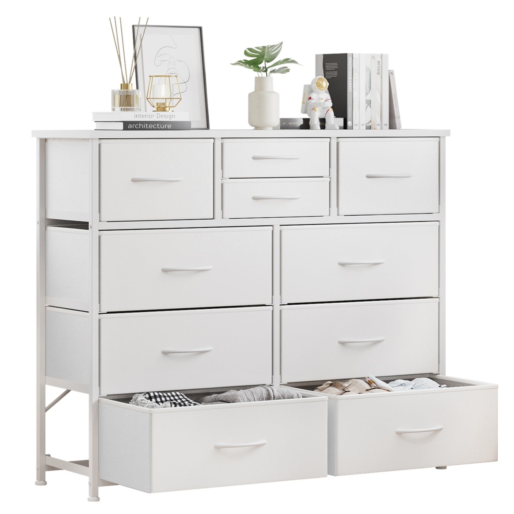 LUMTOK 10 Drawers Dresser front view white
