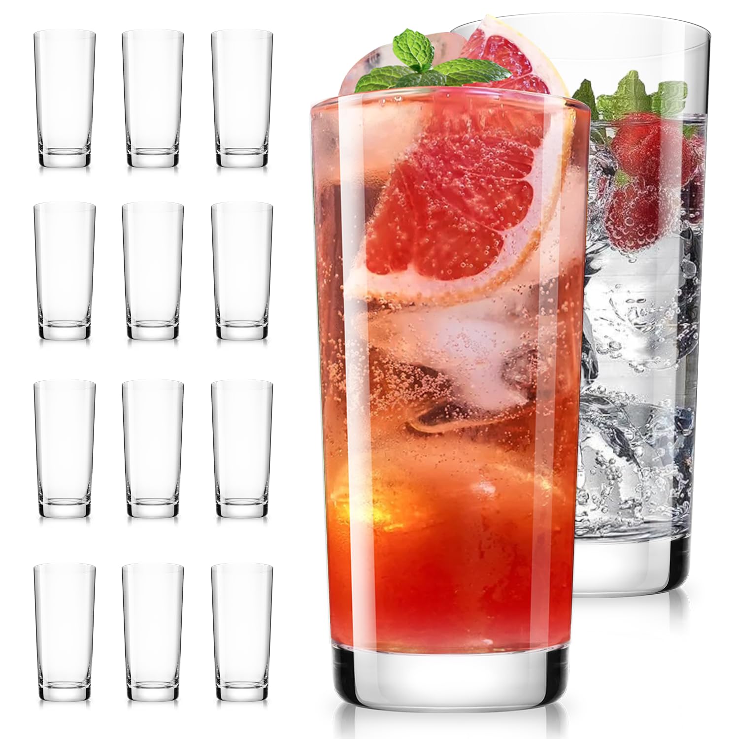 Crystal clear LUNA & MANTHA highball glasses set of 12 16 oz