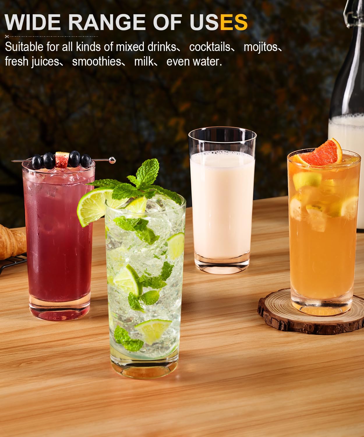 Tom Collins Mojito glasses for cocktails and drinks