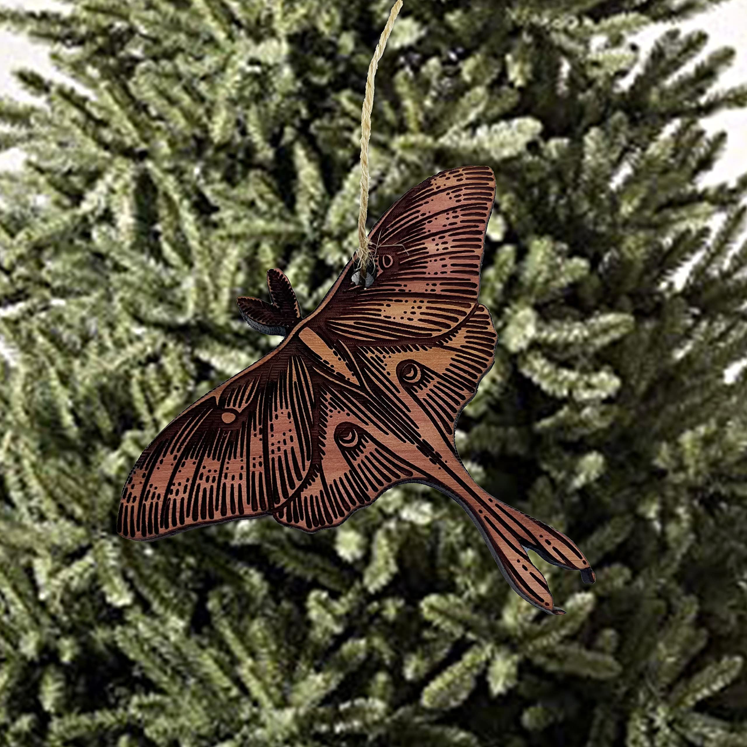 Luna Moth Cedar Ornament Made in USA