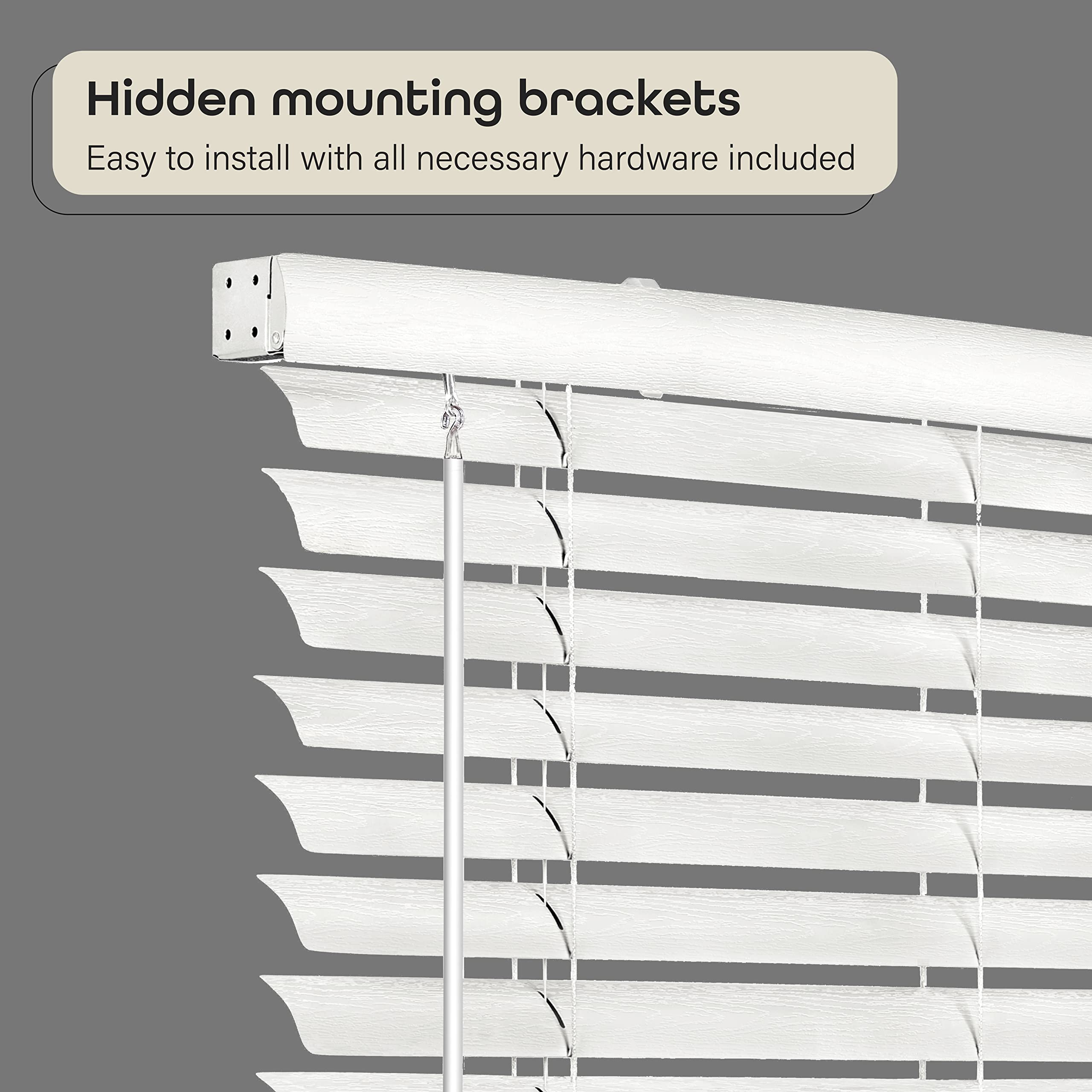 Luna venetian blind inside or outside mount with hidden brackets