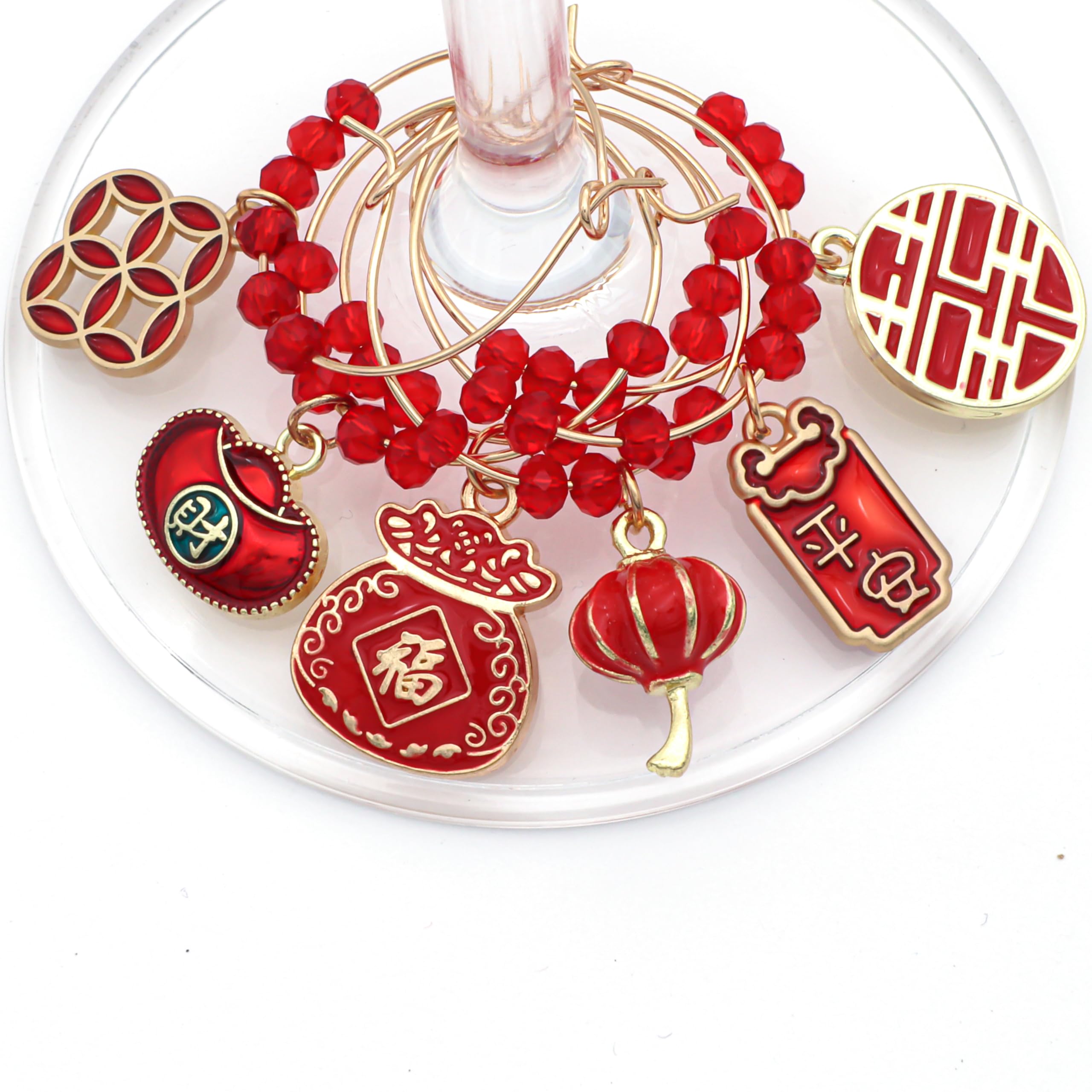 Lunar New Year Decor wine charms for champagne flutes
