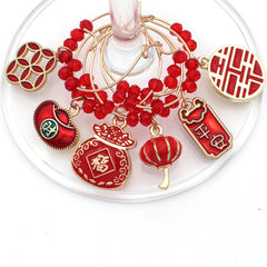 Lunar New Year Decor wine charms for champagne flutes