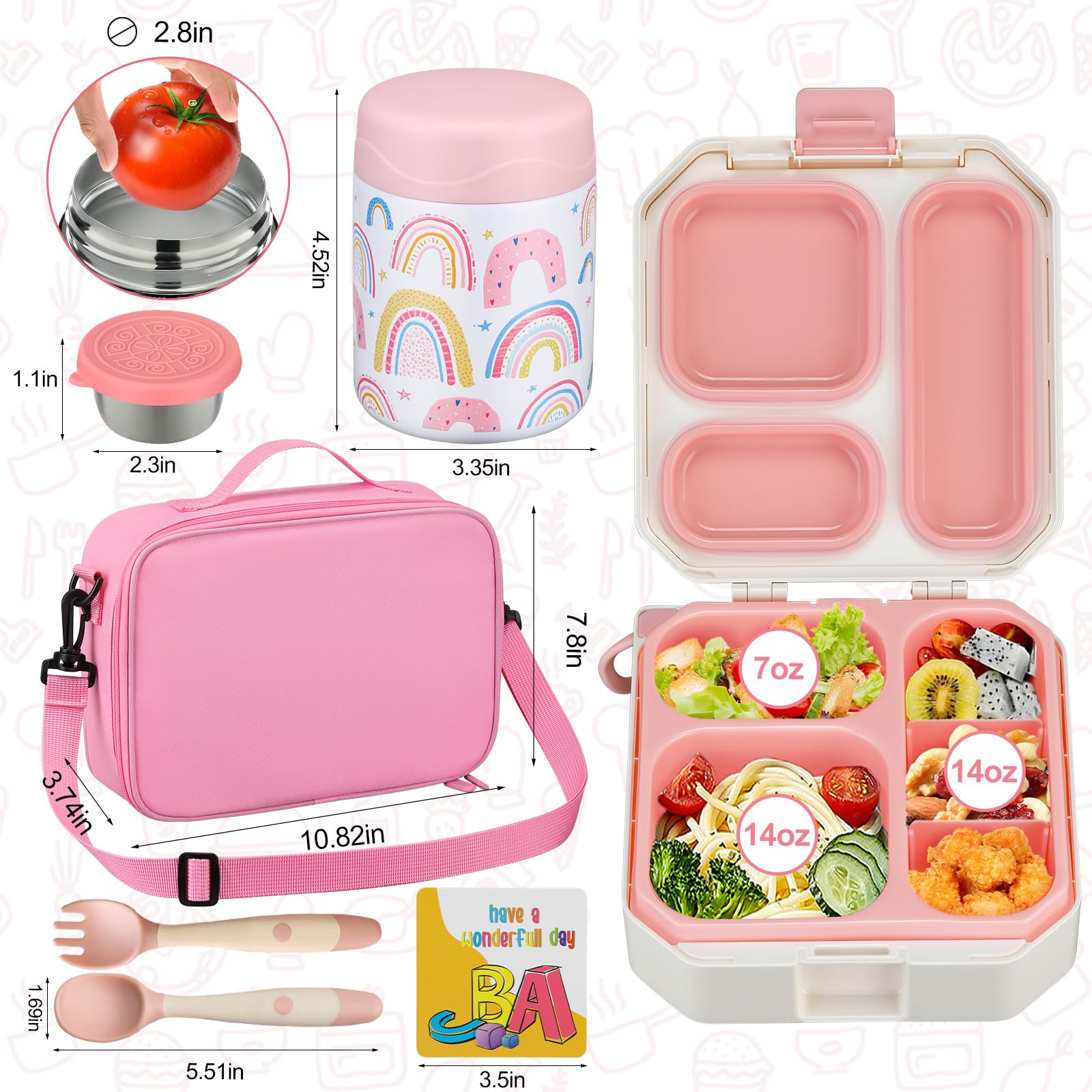 lunch cards with cute illustrations for kids