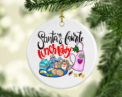 Lunch Lady Christmas Ornament ceramic with gift box and UV ink