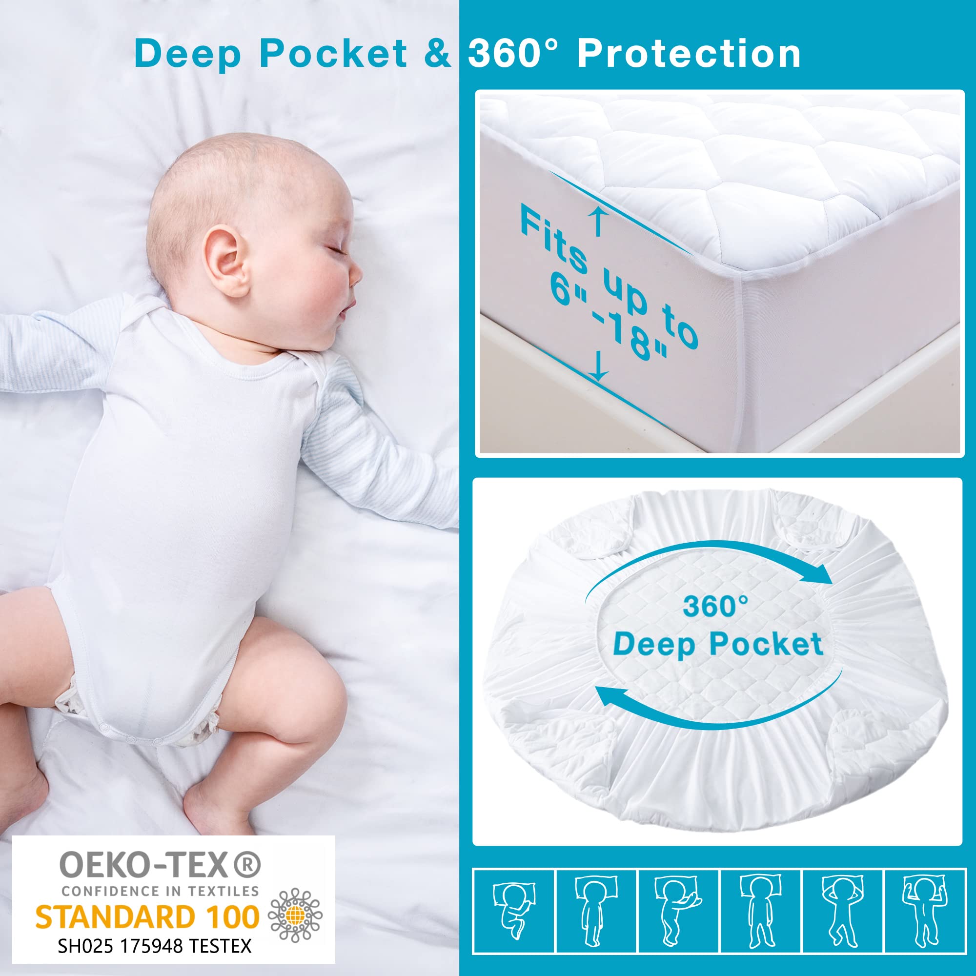 Lunsing queen size white mattress protector product
