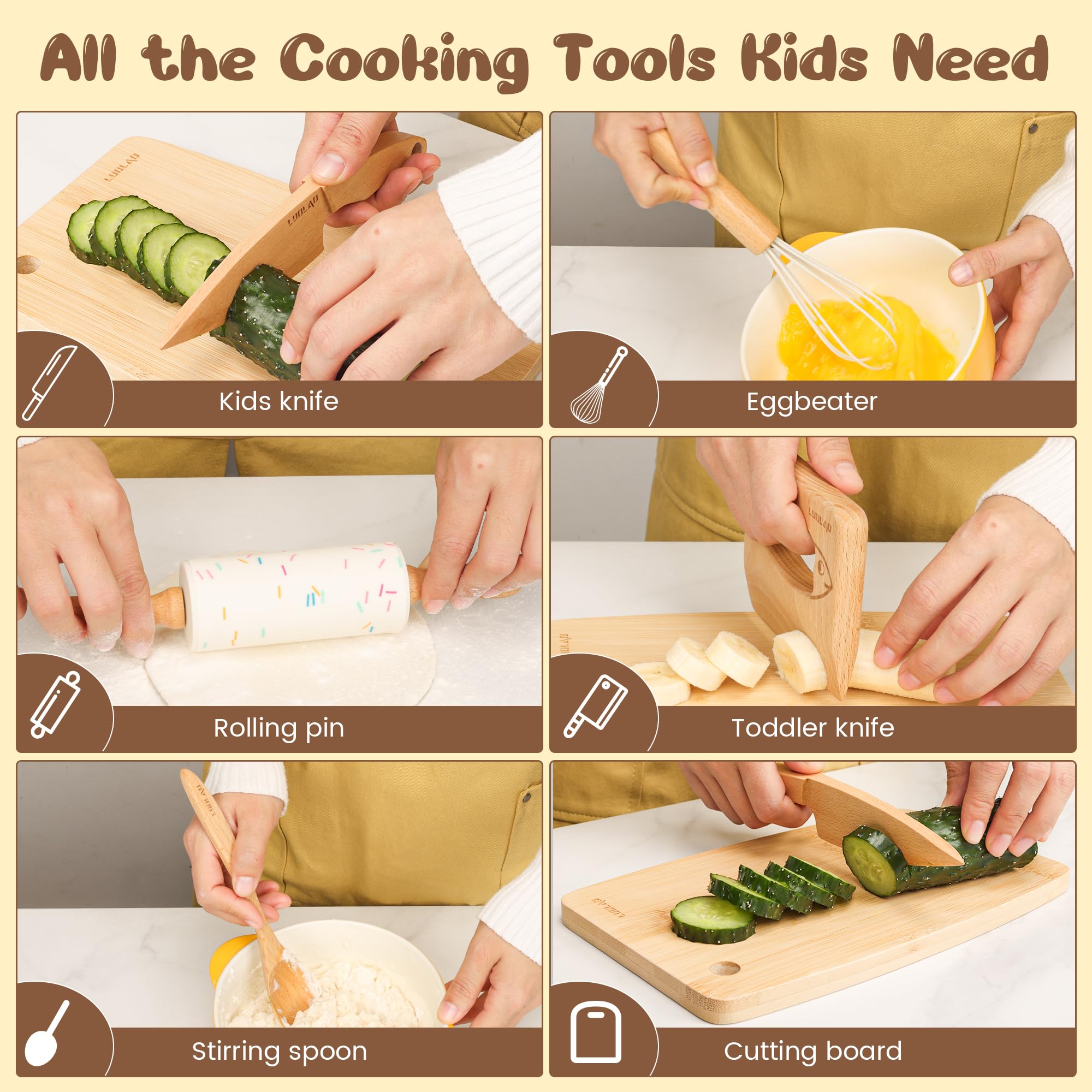Cutting board egg whisk spoon rolling pin included