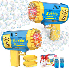 LUSJNGE 2 Bubble Gun blue with 2 bottles of bubble solution
