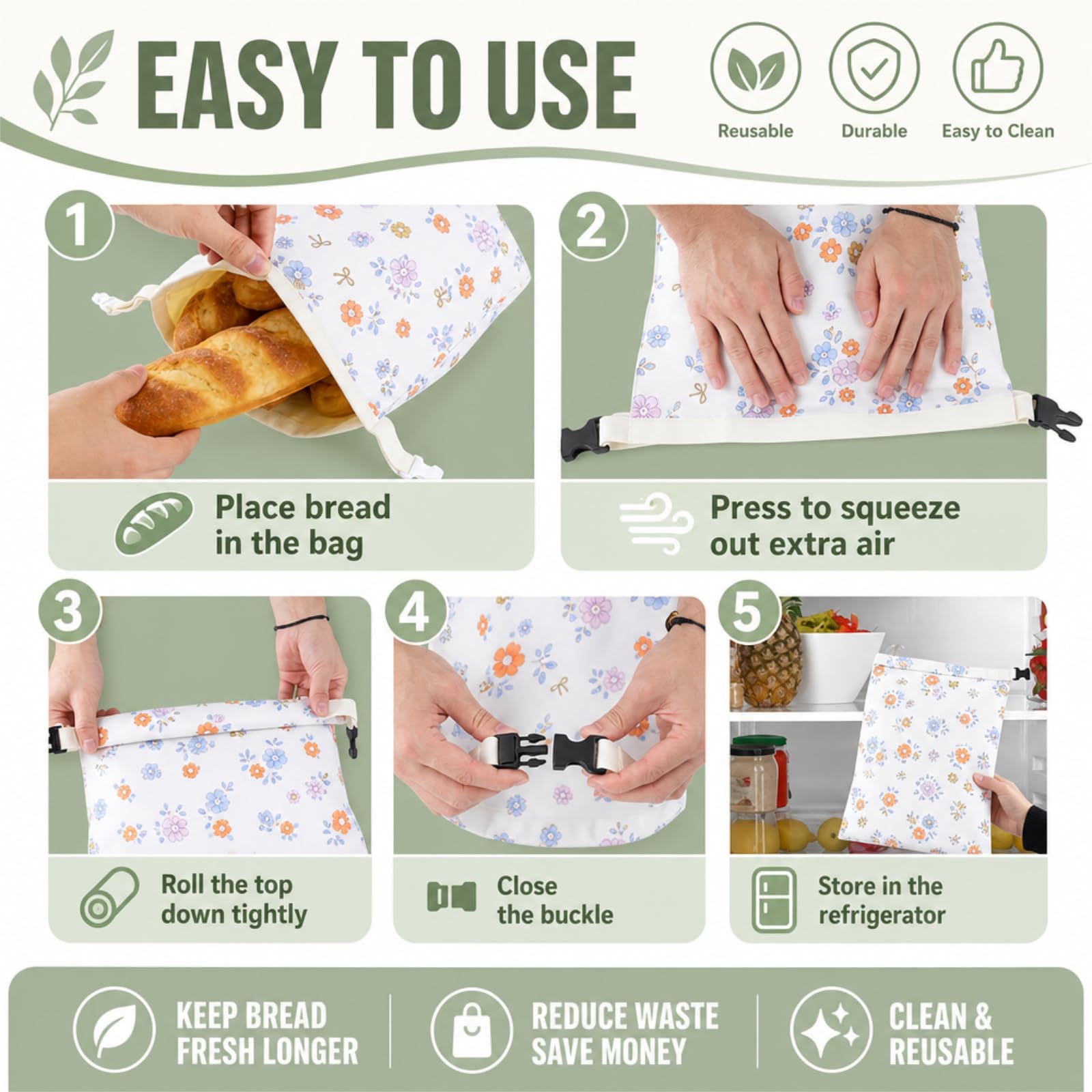 Eco-friendly washable bread bag