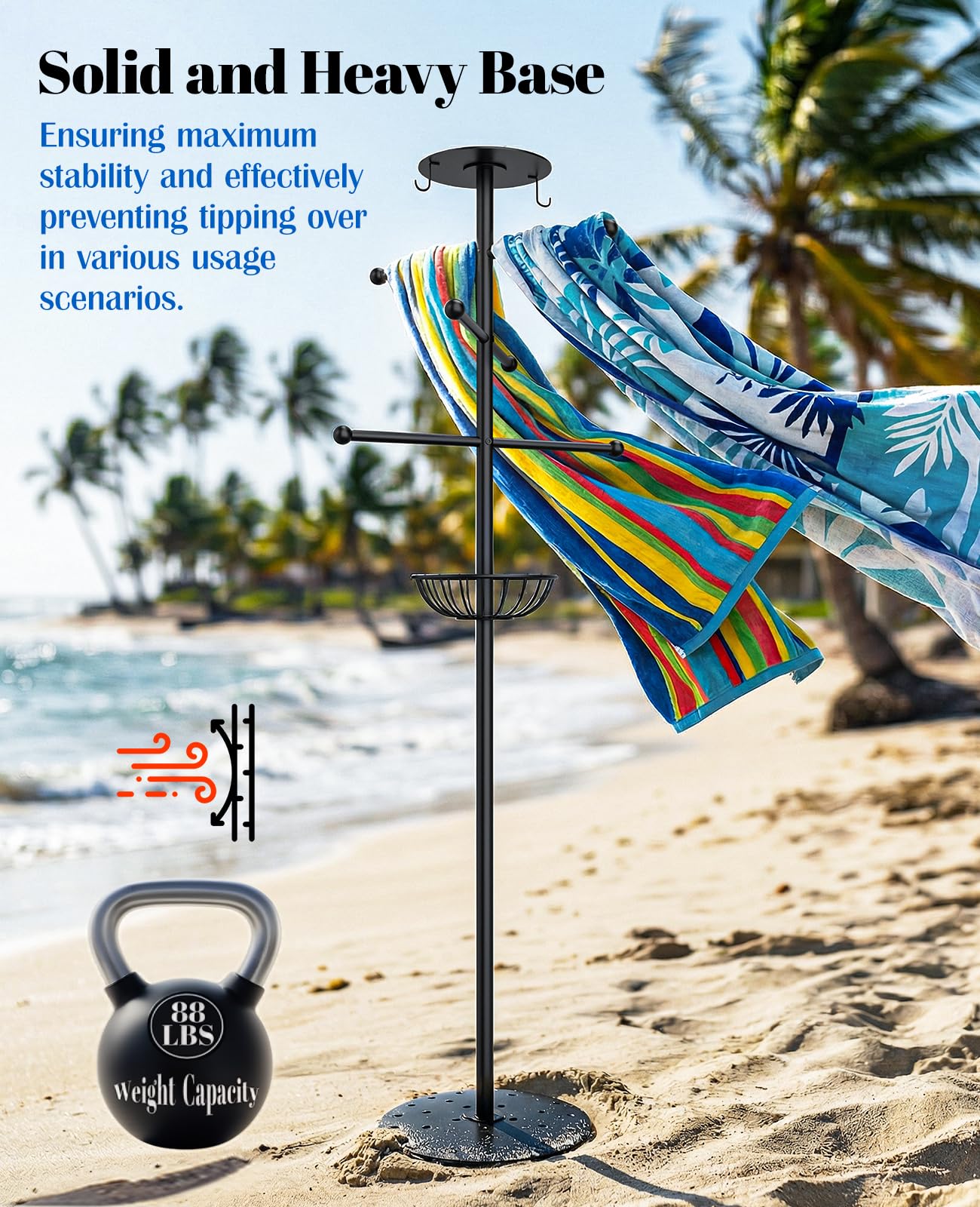 Luxspire pool towel rack outdoor 22cm round storage basket