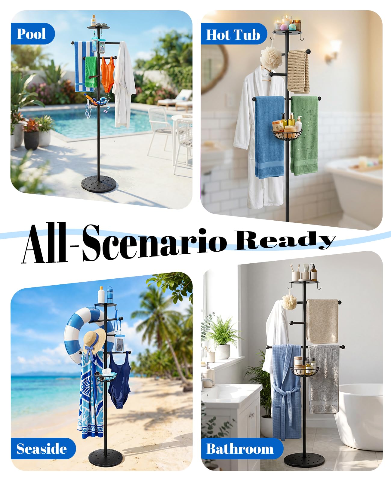 Luxspire pool towel rack outdoor wind resistant base and stability