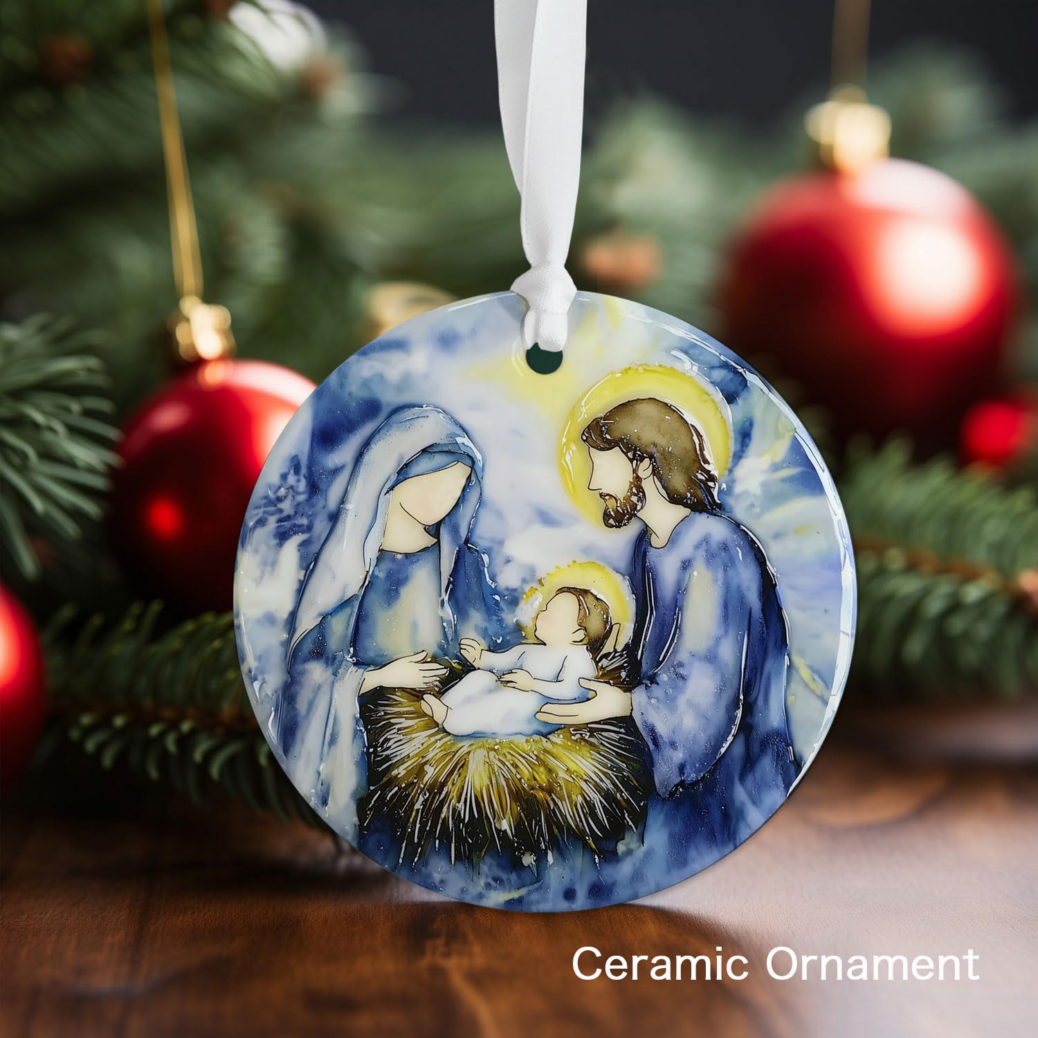Gift box packaging for Nativity Ornament with hanging string