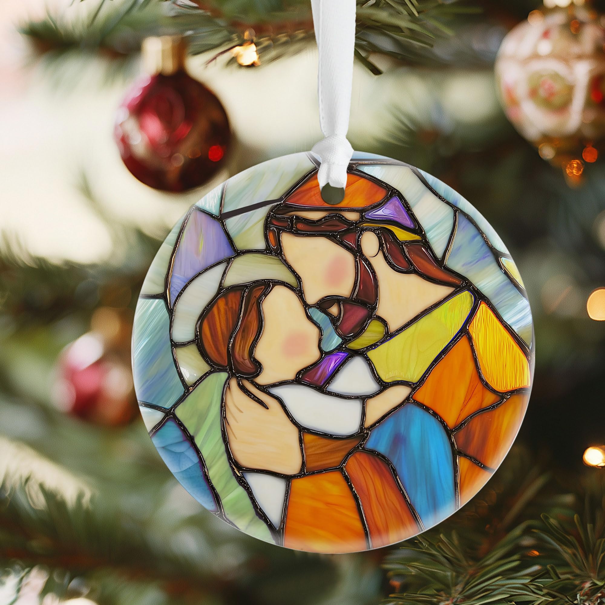 Ornament with gold and white hanging string packaging