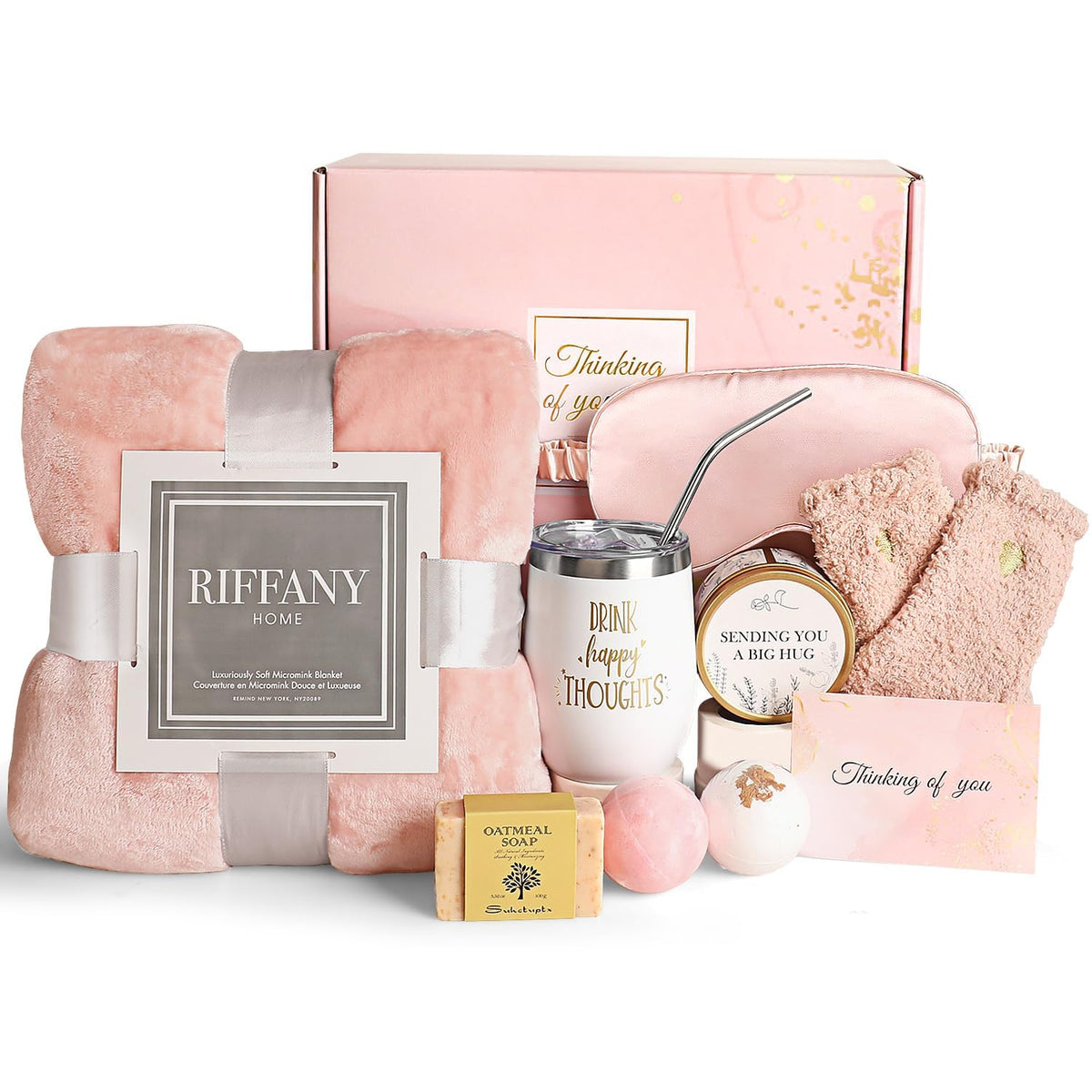 Luxurious 300 GSM flannel blanket as part of gift set
