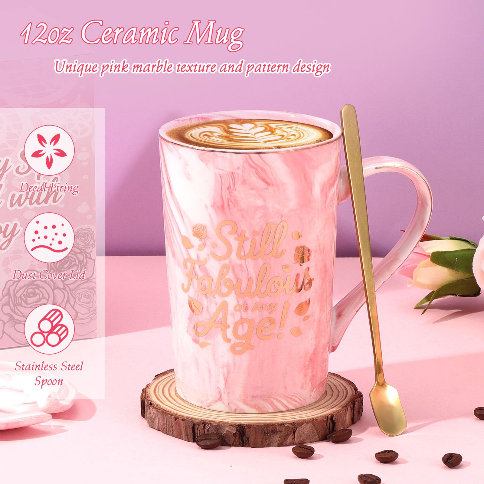 12oz ceramic coffee cup with stir spoon