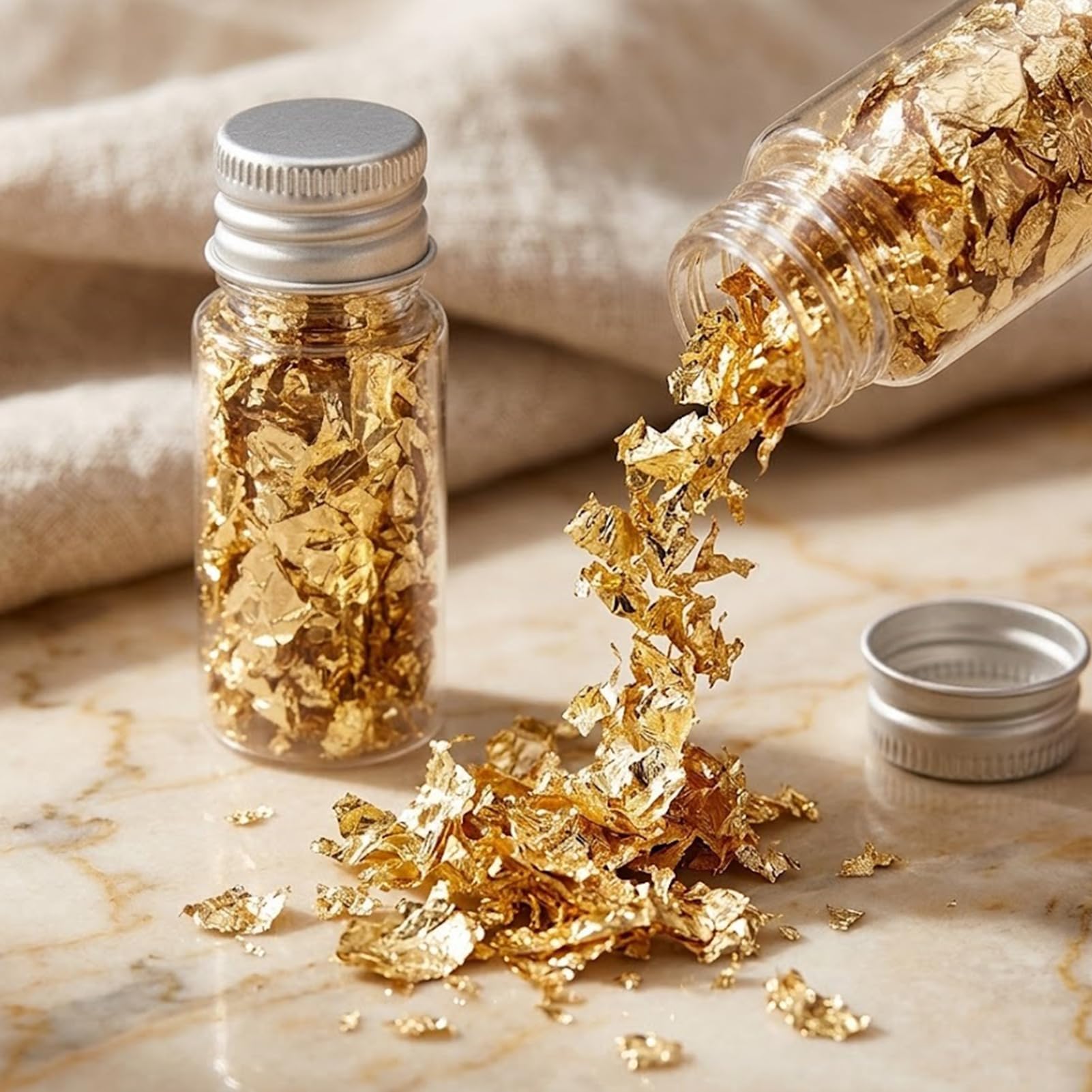 Cake decoration with gold leaf flakes by Lwuey