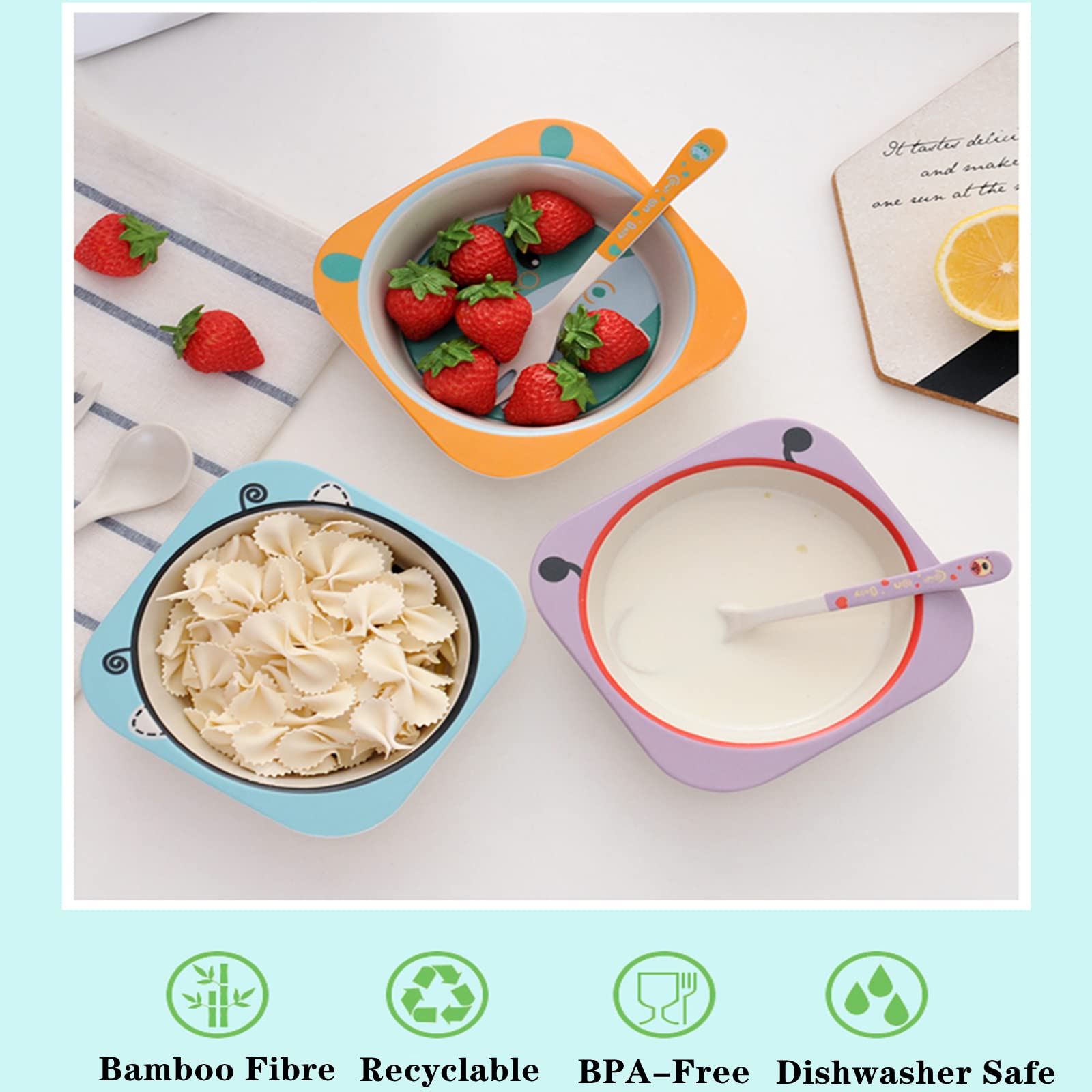 Animal print bamboo bowls for tableware Lyellfe