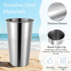 Eight stainless steel drinking tumblers included