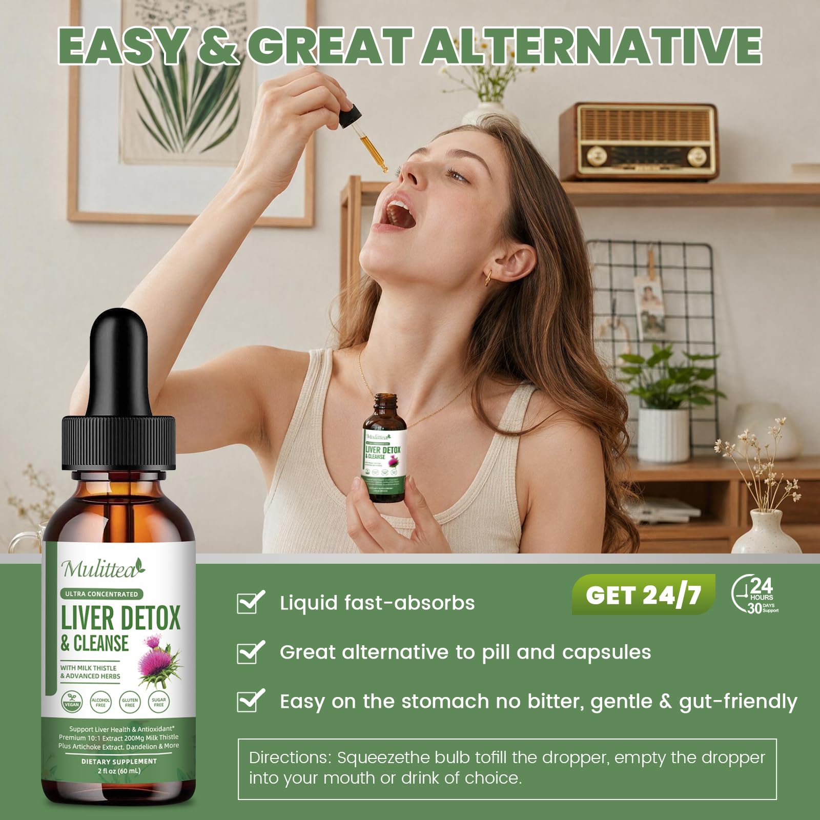 Lymphatic drainage drops packaging with herbal blend