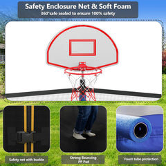 Ground stakes sprinkler and LED lights included with Lyromix trampoline