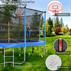 Lyromix 12FT trampoline blue showing galvanized steel frame